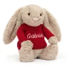Bashful Beige Bunny with Personalised Red Jumper Clearance