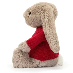 Bashful Beige Bunny with Personalised Red Jumper Clearance