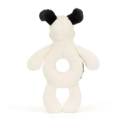 Bashful Black & Cream Puppy Ring Rattle Sale