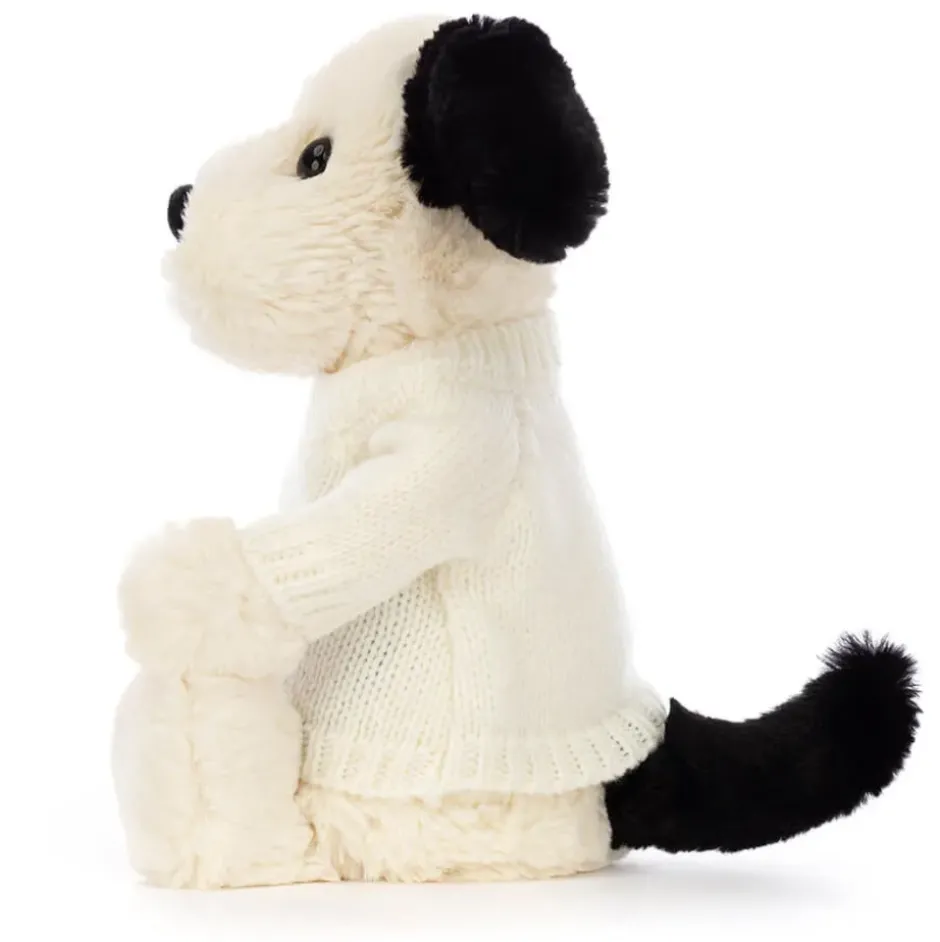 Bashful Black & Cream Puppy with Personalised Cream Jumper Clearance