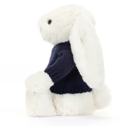Bashful Cream Bunny with Personalised Navy Jumper