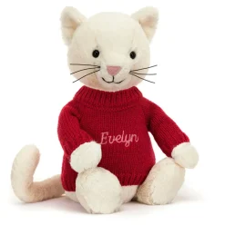 Bashful Cream Kitten with Personalised Red Jumper Sale
