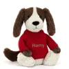 Bashful Fudge Puppy with Personalised Red Jumper