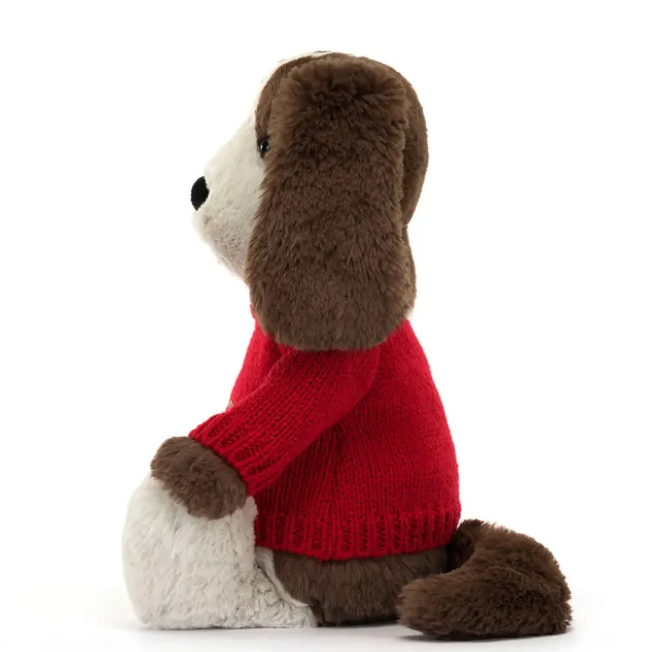 Bashful Fudge Puppy with Personalised Red Jumper