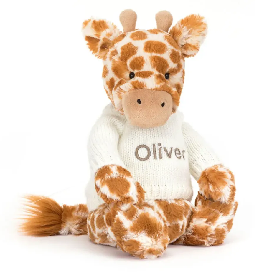 Bashful Giraffe with Personalised Cream Jumper Outlet
