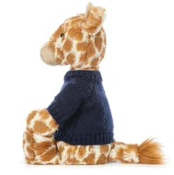 Bashful Giraffe with Personalised Navy Jumper