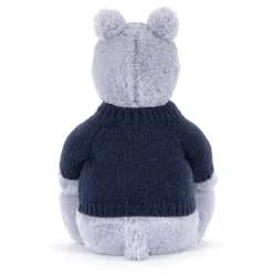Bashful Hippo with Personalised Navy Jumper New