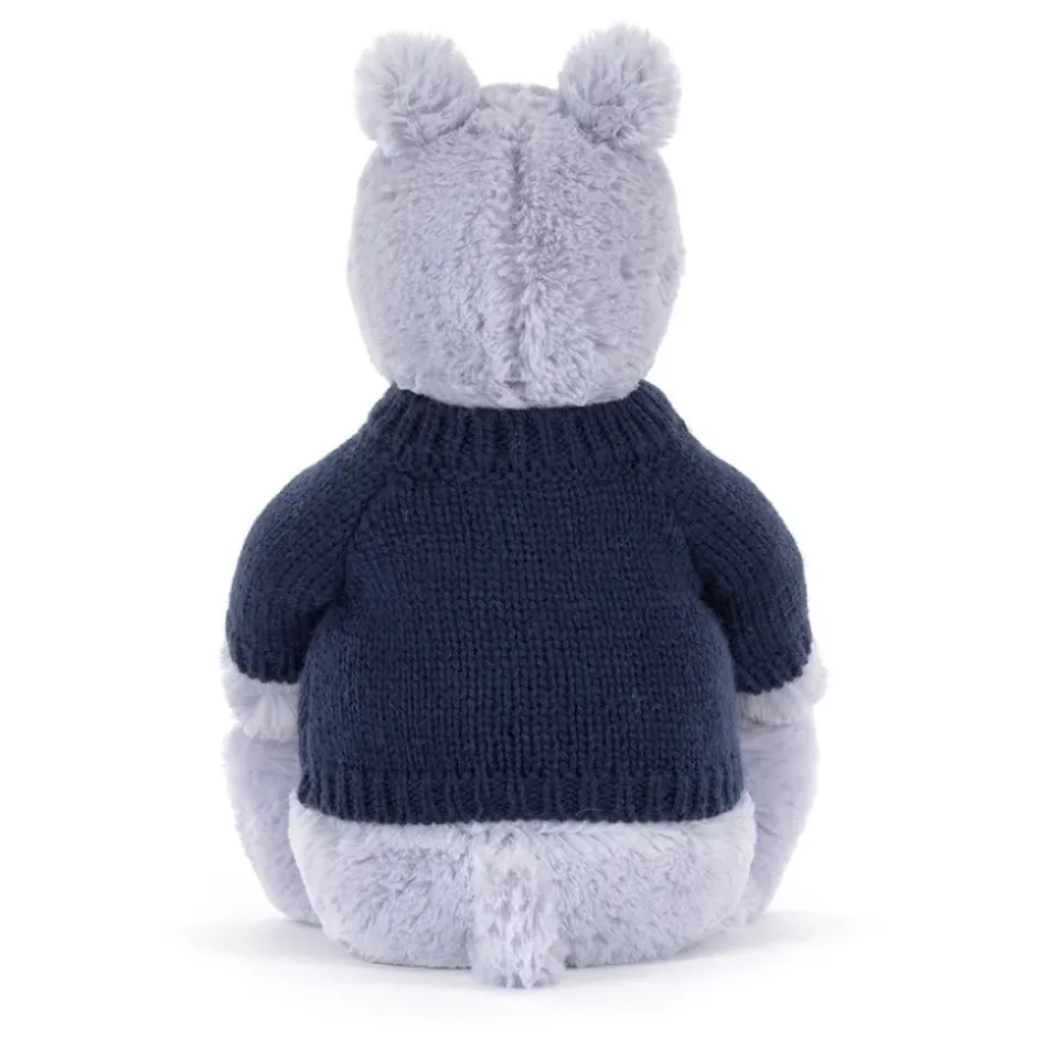 Bashful Hippo with Personalised Navy Jumper New
