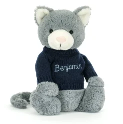 Bashful Kitten with Personalised Navy Jumper Discount