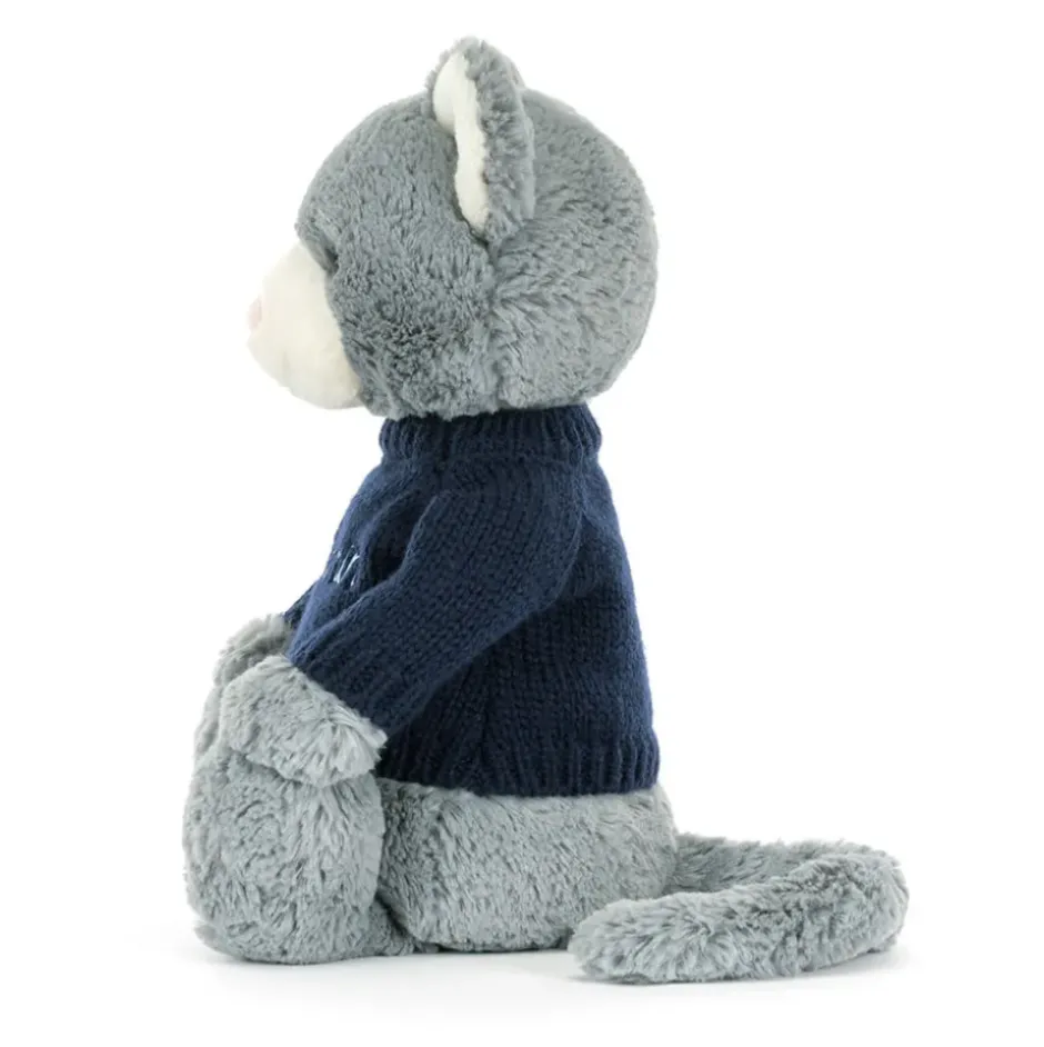 Bashful Kitten with Personalised Navy Jumper Discount