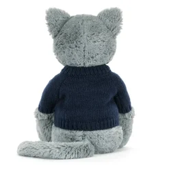 Bashful Kitten with Personalised Navy Jumper Discount