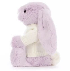 Bashful Lilac Bunny with Personalised Cream Jumper New