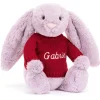 Bashful Lilac Bunny with Personalised Red Jumper