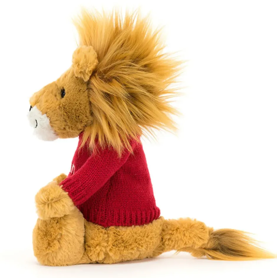 Bashful Lion with Personalised Red Jumper