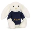 Bashful Luxe Bunny Luna with Personalised Navy Jumper