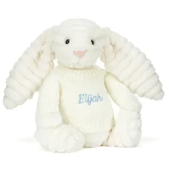 Bashful Luxe Bunny Nimbus with Personalised Cream Jumper Hot