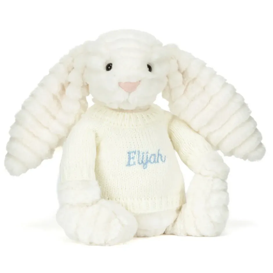 Bashful Luxe Bunny Nimbus with Personalised Cream Jumper Hot