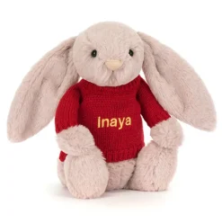 Bashful Luxe Bunny Rosa with Personalised Red Jumper Sale