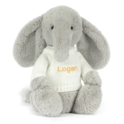 Bashful Luxe Elephant Thuddeus with Personalised Cream Jumper Clearance