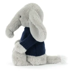 Bashful Luxe Elephant Thuddeus with Personalised Navy Jumper Outlet