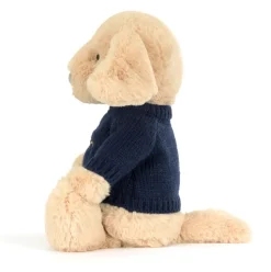 Bashful Luxe Puppy Orlando with Personalised Navy Jumper New