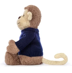 Bashful Monkey with Personalised Navy Jumper