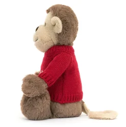 Bashful Monkey with Personalised Red Jumper Best