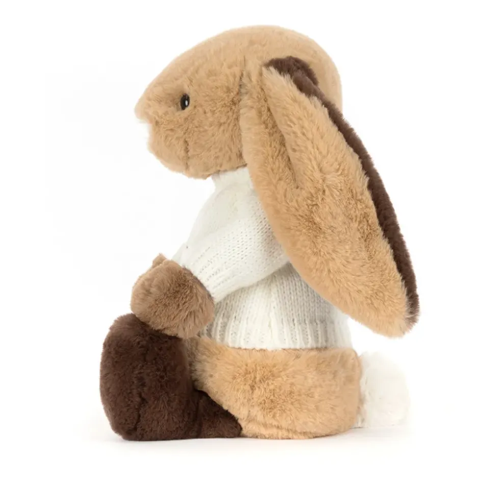 Bashful Patchwork Brown Bunny with Personalised Cream Jumper Sale