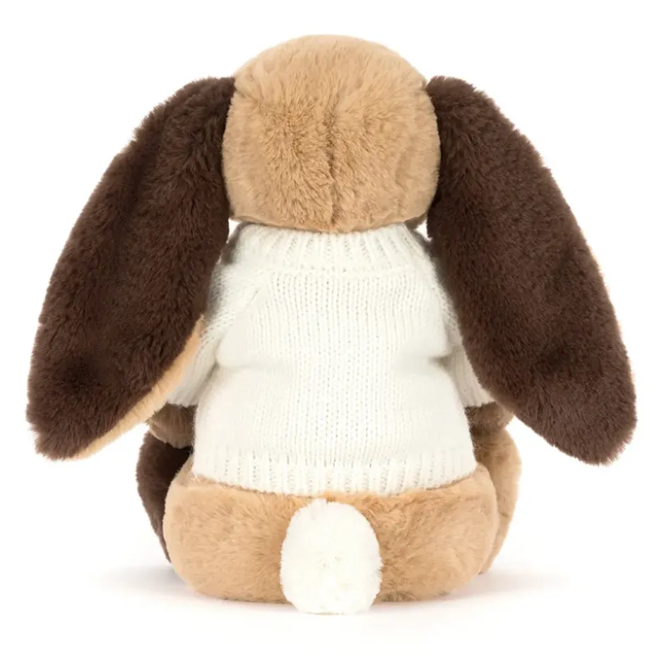 Bashful Patchwork Brown Bunny with Personalised Cream Jumper Sale