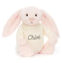 Bashful Pink Bunny with Personalised Cream Jumper Online