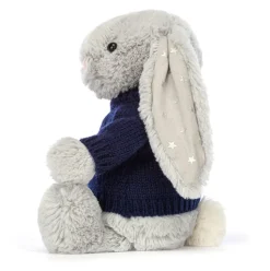 Bashful Shimmer Bunny with Personalised Navy Jumper