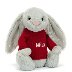 Bashful Shimmer Bunny with Personalised Red Jumper Hot