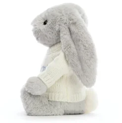 Bashful Silver Bunny with Personalised Cream Jumper Hot