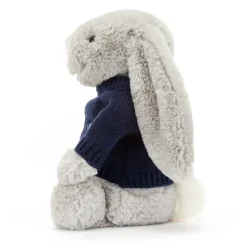 Bashful Silver Bunny with Personalised Navy Jumper Discount