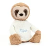 Bashful Sloth with Personalised Cream Jumper New
