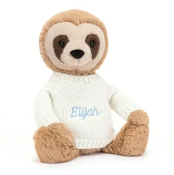 Bashful Sloth with Personalised Cream Jumper New