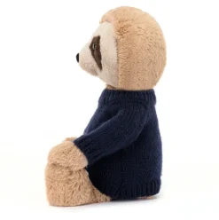 Bashful Sloth with Personalised Navy Jumper New