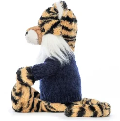Bashful Tiger with Personalised Navy Jumper