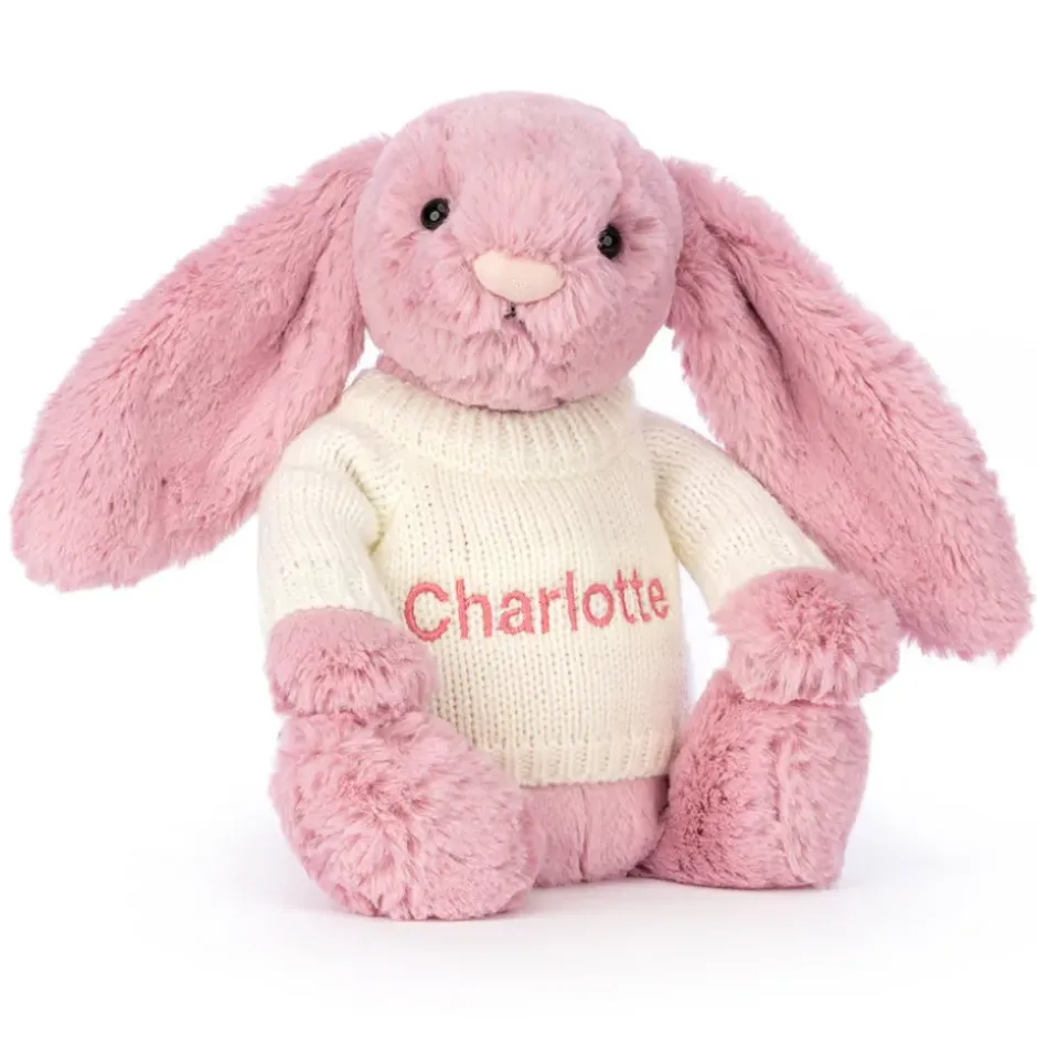 Bashful Tulip Pink Bunny with Personalised Cream Jumper Outlet