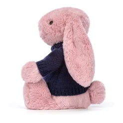 Bashful Tulip Pink Bunny with Personalised Navy Jumper Clearance