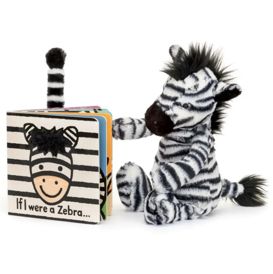 If I Were A Zebra Board Book and Bashful Zebra Medium New