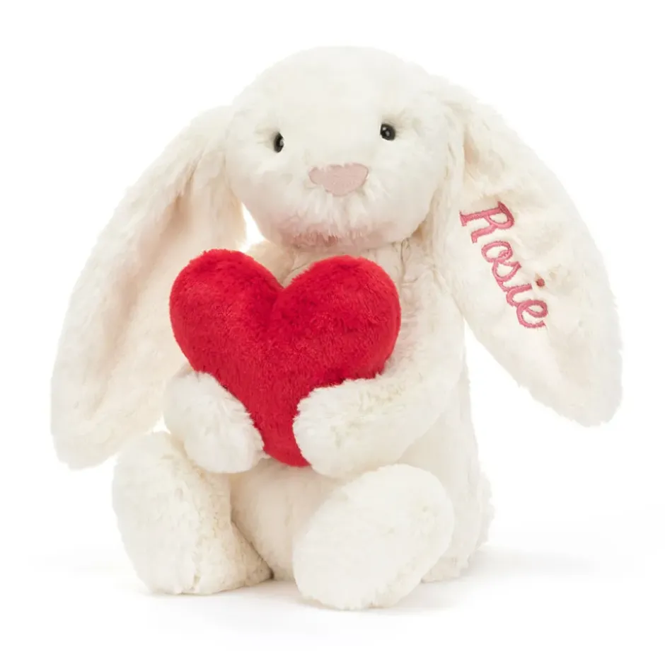 Personalised Bashful Red Love Heart Bunny Medium Hot