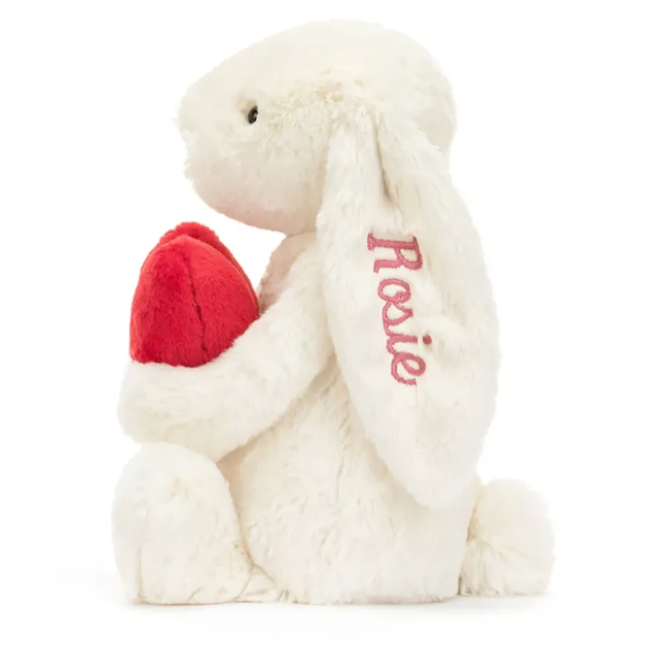 Personalised Bashful Red Love Heart Bunny Medium Hot